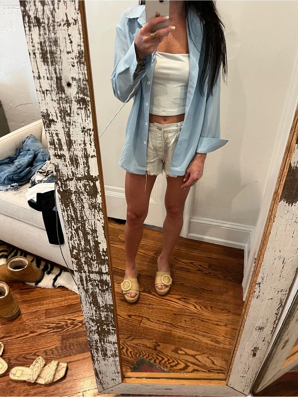 Light Blue Button-Down Shirt - Casual Oversized - Picture 2 of 6